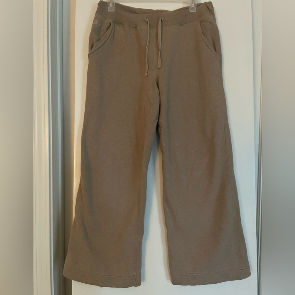 High Sierra Soft Cotton Track Sweat Pants High Rise Wide Leg Light Brown Small